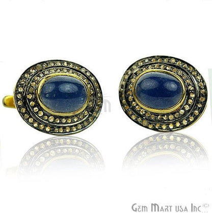 Victorian Estate Earring, 5.15 cts Natural Sapphire with 0.70 cts of Diamond as Accent Stone (DR-12071) - GemMartUSA (763494039599)