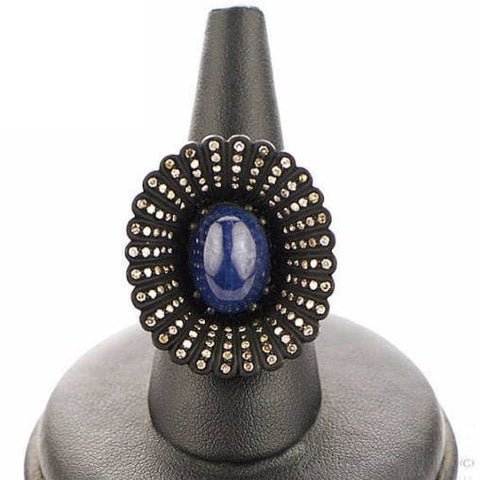 Victorian Estate Ring, 16.42 cts Sapphire with 0.80 cts of Diamond as Accent Stone (DR-12140) - GemMartUSA (763525365807)