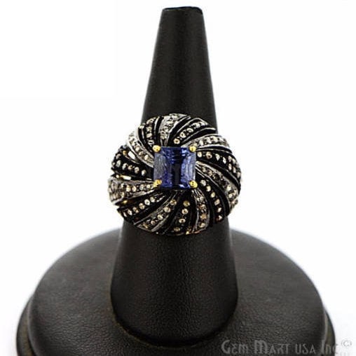 Victorian Estate Ring, 3.55 cts Tanzanite with 1 cts of Diamond as Accent Stone (DR-12162) - GemMartUSA (763536769071)