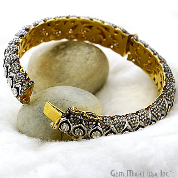Victorian Estate Bangle, 5.30 cts Sliced Diamond, With 9.62 cts of Diamond as Accent Stone - GemMartUSA (763539357743)