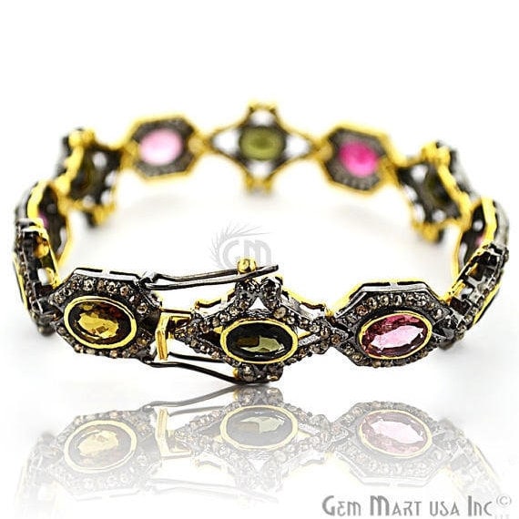 Victorian Estate Bracelet, 13.40 cts Multi Stone, With 3.70 cts of Diamond as Accent Stone (DR-12174) - GemMartUSA (763541389359)