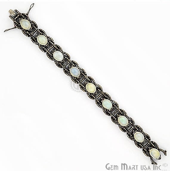Victorian Estate Bracelet, 15 cts Ethiopian Opal, With 6.25 cts of Diamond as Accent Stone (DR-12175) - GemMartUSA (763541848111)