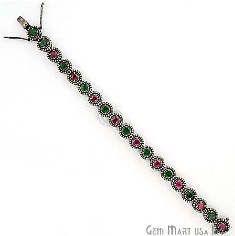 Victorian Estate Bracelet, 10.36 cts Ruby & Emerald, With 3.25 cts of Diamond as Accent Stone (DR-12183) - GemMartUSA (763544797231)