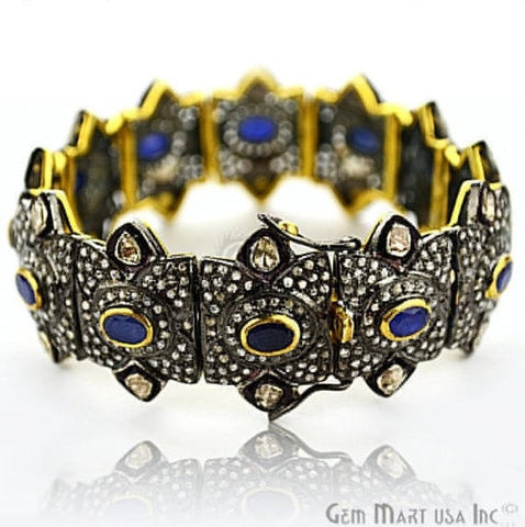 Victorian Estate Bracelet, 8 cts Natural Sapphire, 1.28 cts of Sliced Diamond With 428 cts of Diamond as Accent Stone (DR-12185) - GemMartUSA (763545911343)