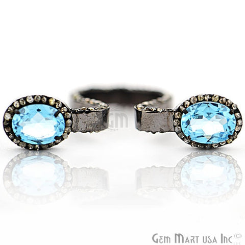 Victorian Estate Ring, 6.85 cts Blue Topaz with 1.90 cts of Diamond as Accent Stone (DR-12193) - GemMartUSA (763548237871)