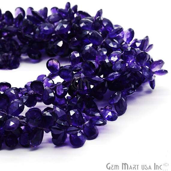 Amethyst Rondelle Drops Faceted Gemstone Beads Jewelry Making Supplies (DRAM-70006) - GemMartUSA