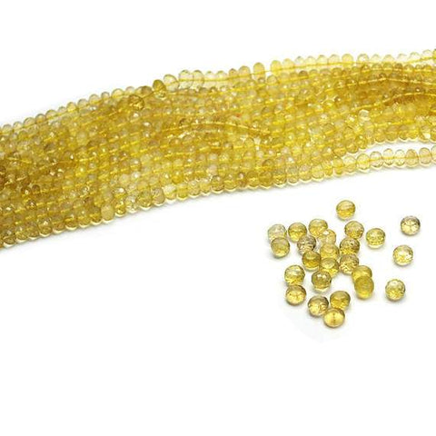 Lemon Topaz Faceted Round Gemstone Rondelle Beads Jewelry Making Supplies (DRLT-70001) - GemMartUSA
