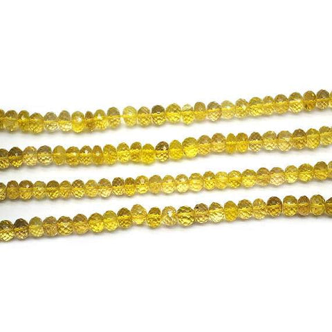 Lemon Topaz Faceted Round Gemstone Rondelle Beads Jewelry Making Supplies (DRLT-70001) - GemMartUSA