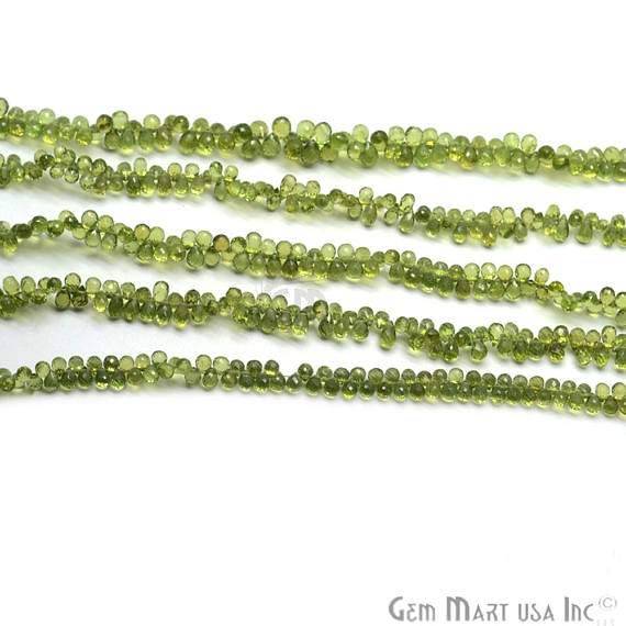 Peridot Faceted Drops Gemstone Rondelle Beads Jewelry Making Supplies (DRPT-70004) - GemMartUSA