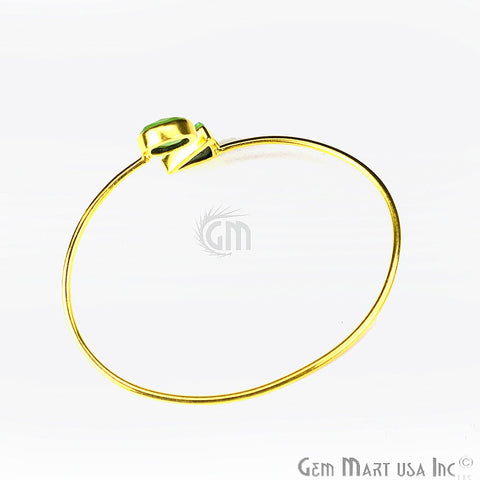 Green Chalcedony With Green Druzy Adjustable Gold Plated Bangle Bracelet - GemMartUSA (754972262447)