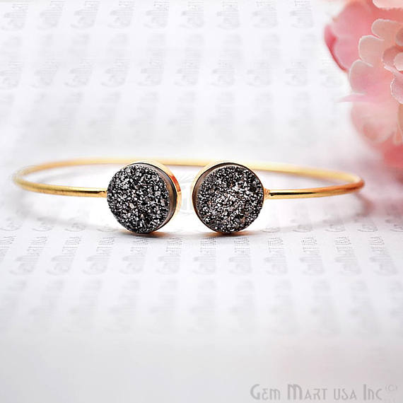 Platinum Druzy Round Shape...