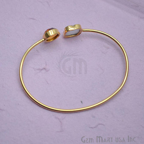 Opal & Citrine Handmade Adjustable Interlock Gold Plated Stacking Bangle Bracelet - GemMartUSA