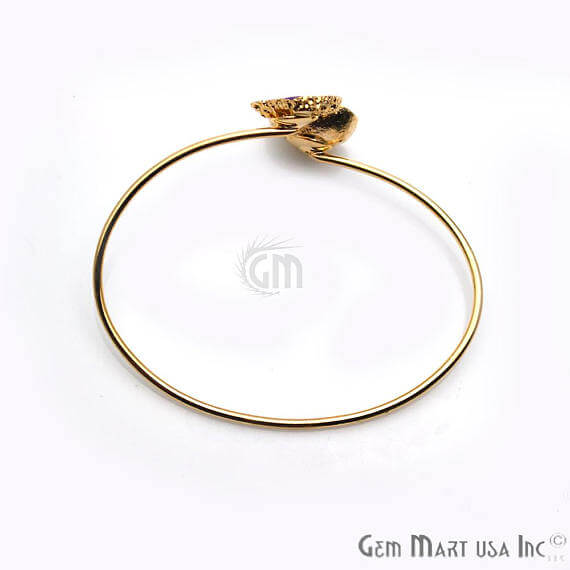 Gold Electroplated Adjustable Double Geode Druzy Stacking Bangle Bracelet - GemMartUSA