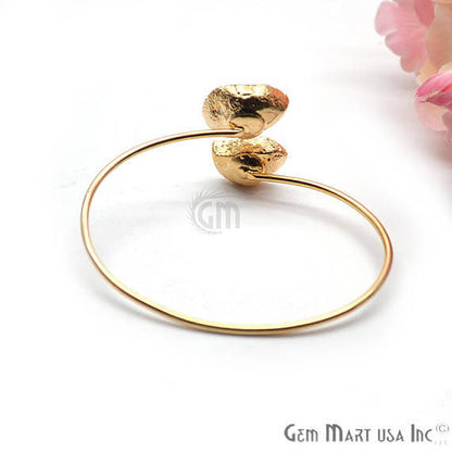 Gold Electroplated Adjustable Double Geode Druzy Stacking Bangle Bracelet - GemMartUSA