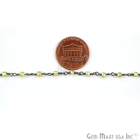 Lemon Topaz Zircon 2.5-3mm Oxidized Wire Wrapped Rosary Chain (762977452079)