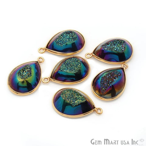 Window Druzy 13x18mm Pears Bezel Cave Druzy Connector (Pick Color, Bail, Plating)
