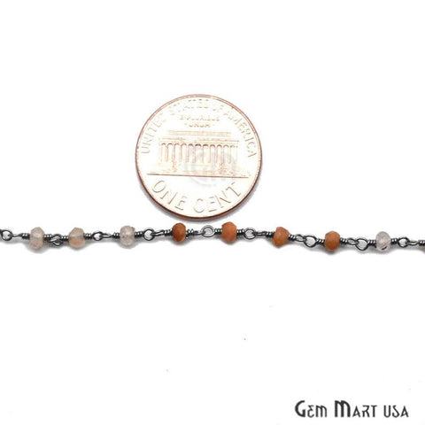 Orange Rutilated Gemstone Beads Oxidized Wire Wrapped Bead Rosary Chain