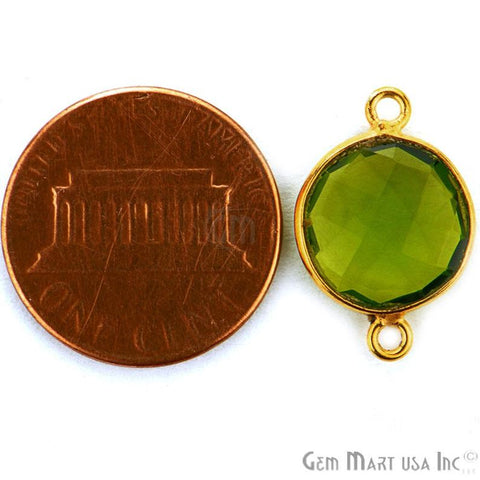 Round Shape 10mm Gold Plated Bezel Gemstone Connector (Pick Gemstone)