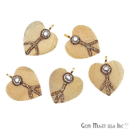 DIY, Leaf Charm Pendant, Pendants for Necklaces, Single Bail Connector, 44x38mm (CHPR-2) - GemMartUSA