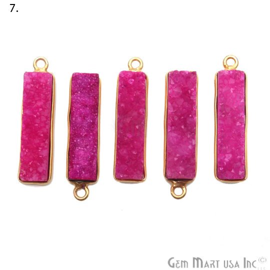 Titanium Druzy 25x7mm Rectangle Shape Gold Bail Bezel Gemstone Connector (Pick Your Color) (50143) - GemMartUSA