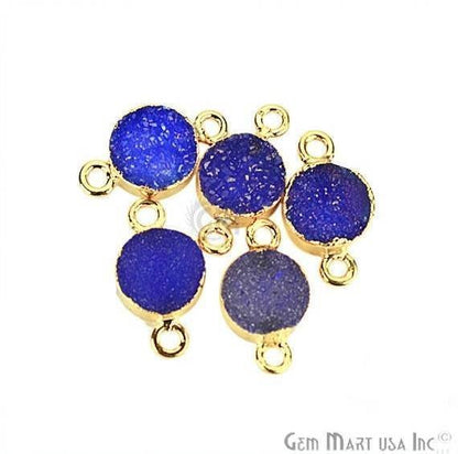 Gold Electroplated Druzy 8mm Round Shape Double Bail Gemstone Connector (Pick Your Color) - GemMartUSA