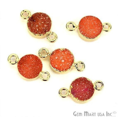 Gold Electroplated Druzy 8mm Round Shape Double Bail Gemstone Connector (Pick Your Color) - GemMartUSA