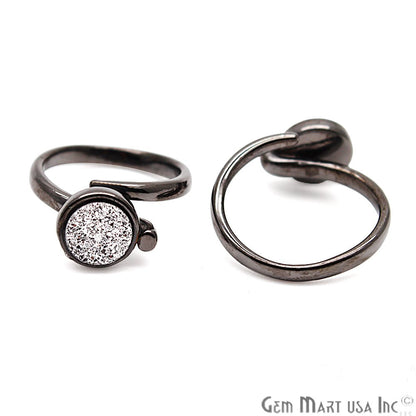 Round Druzy 8mm Gold & Black Plated Adjustable Ring Choose Your Color (CHPR) - GemMartUSA