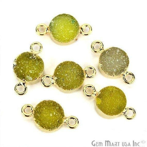 Gold Electroplated Druzy 8mm Round Shape Double Bail Gemstone Connector (Pick Your Color) - GemMartUSA
