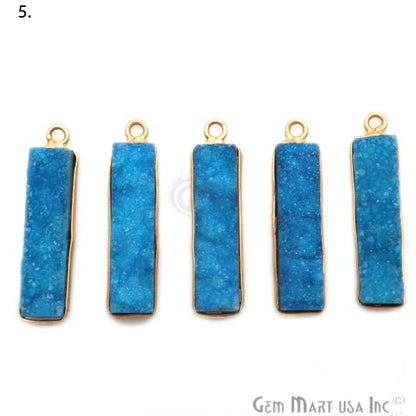 Titanium Druzy 25x7mm Rectangle Shape Gold Bail Bezel Gemstone Connector (Pick Your Color) (50143) - GemMartUSA