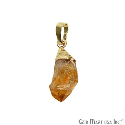 DIY Rough Gemstone 12-14mm Gold Plated Necklace Pendant (Pick your Gemstone) (CHPR) - GemMartUSA