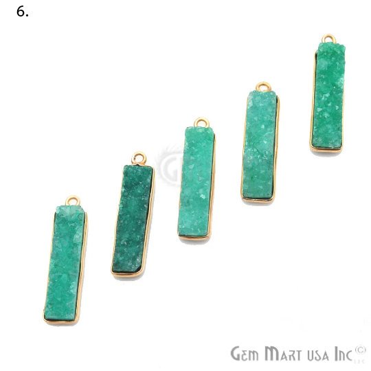 Titanium Druzy 25x7mm Rectangle Shape Gold Bail Bezel Gemstone Connector (Pick Your Color) (50143) - GemMartUSA