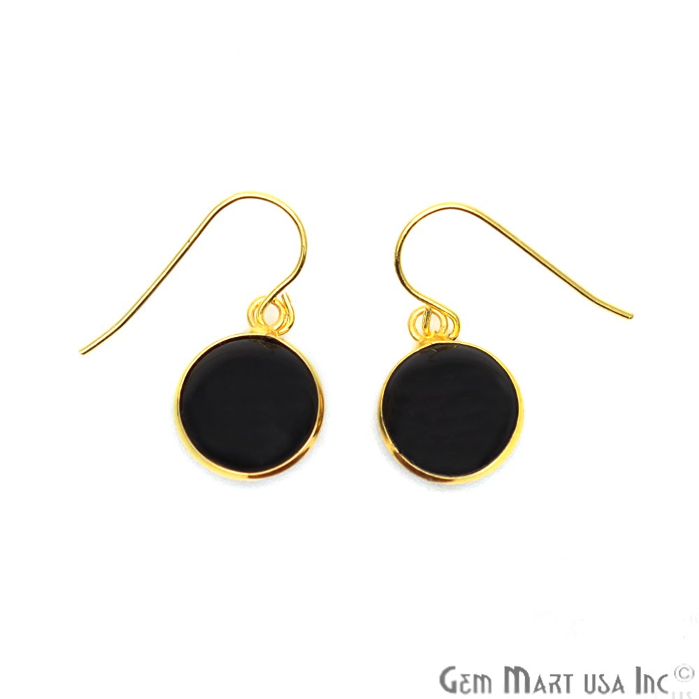 Round Gemstone 12mm Gold Plated Dangle Hook Earring Choose Your Gemstone (CHPR) - GemMartUSA