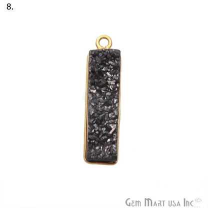 Titanium Druzy 25x7mm Rectangle Shape Gold Bail Bezel Gemstone Connector (Pick Your Color) (50143) - GemMartUSA