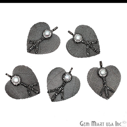 DIY, Leaf Charm Pendant, Pendants for Necklaces, Single Bail Connector, 44x38mm (CHPR-2) - GemMartUSA