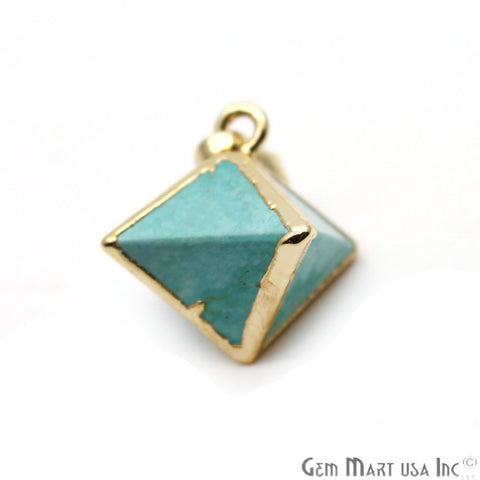 DIY Diamond Shape Gemstone Gold Plated Necklace Pendant, Bracelets Charm (Pick Your Gemstone) (CHPR) - GemMartUSA