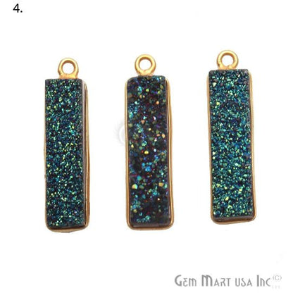 Titanium Druzy 25x7mm Rectangle Shape Gold Bail Bezel Gemstone Connector (Pick Your Color) (50143) - GemMartUSA