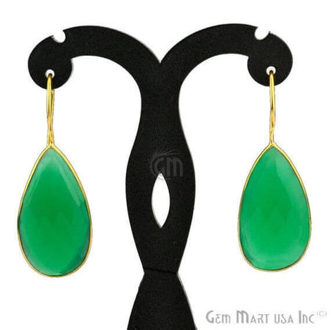 Green Onyx 17X47mm Gold Plated Gemstone Dangle Earrings - GemMartUSA