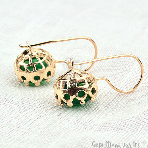 Green Onyx 29x13mm Gold Plated Gemstone Dangle Earrings (GOER-90150) - GemMartUSA