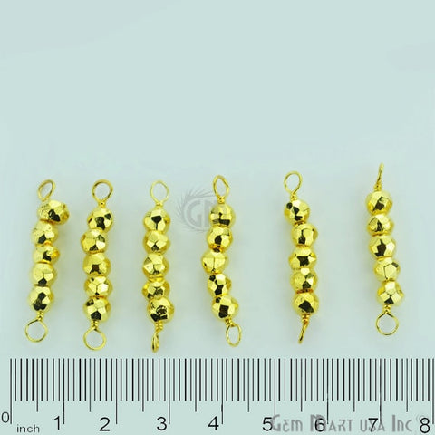 1 inch Golden Pyrite, 4mm Round Gold Plated Beads Charm For Connector & Pendants (GP-40001) - GemMartUSA