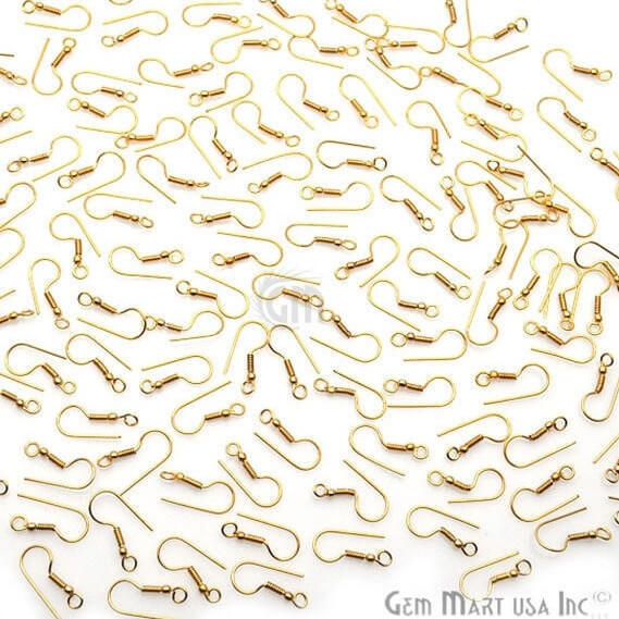 10 Piece Gold Plated 21x9mm Findings over Brass Earring Hooks - GemMartUSA