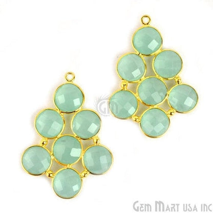 Aqua Chalcedony Gemstone Bezel Component 24k Gold Plated 36x26mm (GPAD-13024) - GemMartUSA (763042627631)