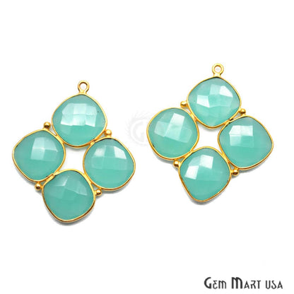 Aqua Chalcedony Gemstone Bezel Component 24k Gold Plated 37x32mm (GPAD-13044) - GemMartUSA (763019722799)