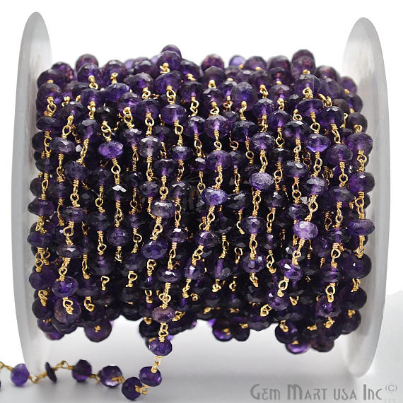 Amethyst Beads Gold Plated...