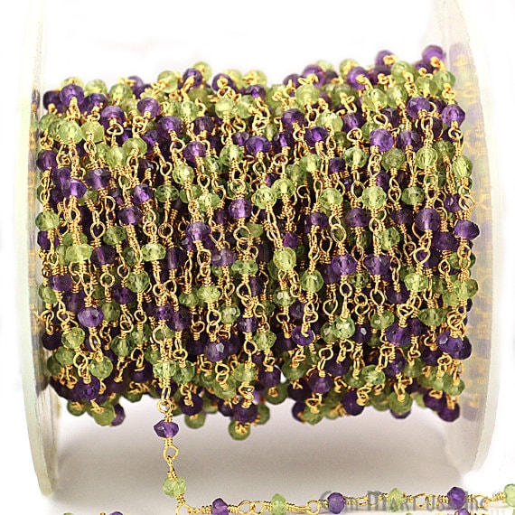 Amethyst With Peridot Gold...