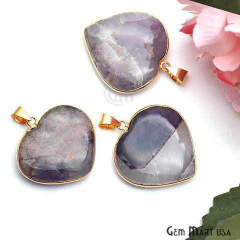 Amethyst Heart Pendant, Gold Plated Gemstone Necklace Chain Pendant (GPAM-50071) - GemMartUSA (764130983983)