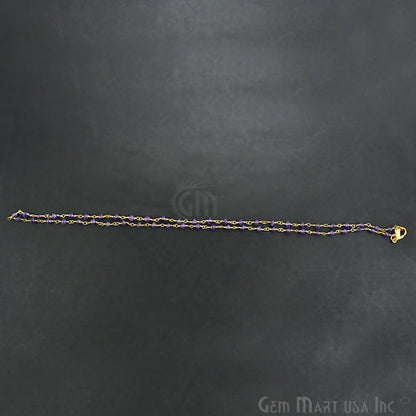 Natural Amethyst Necklace chain, 18 Inch Gold Plated Beaded Necklace Jewellery - GemMartUSA