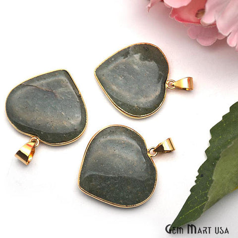 Aventurine Heart Pendant, Gold Plated Gemstone Necklace Chain Pendant (GPAV-50071) - GemMartUSA (764134850607)