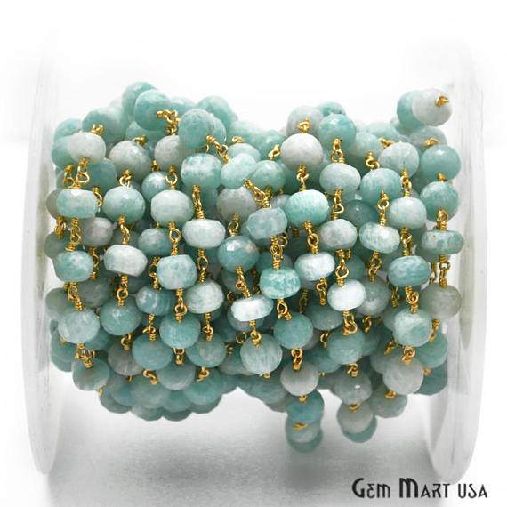 Amazonite Beads Gold Plated...