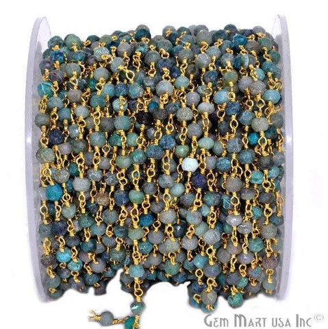 Round Chrysocolla Gold Plated Beaded Wire Wrapped Rosary Chain (762932723759)