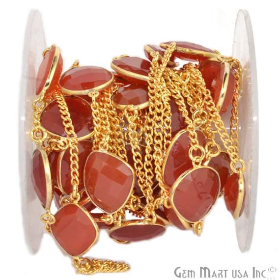 Carnelian 10-15mm Gold Plated...